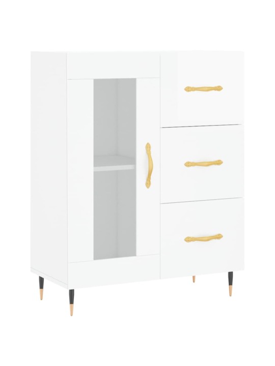 Příborník bílý s vysokým leskem 69,5x34x90 cm kompozitní dřevo