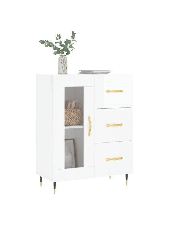 Příborník bílý s vysokým leskem 69,5x34x90 cm kompozitní dřevo
