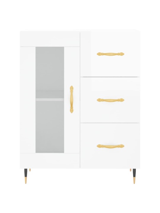 Příborník bílý s vysokým leskem 69,5x34x90 cm kompozitní dřevo