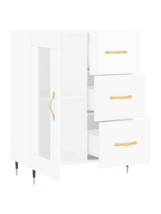 Příborník bílý s vysokým leskem 69,5x34x90 cm kompozitní dřevo