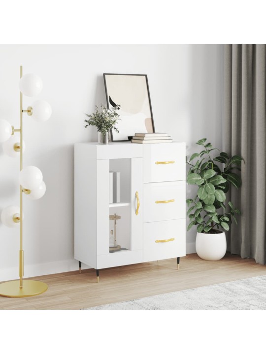 Příborník bílý s vysokým leskem 69,5x34x90 cm kompozitní dřevo