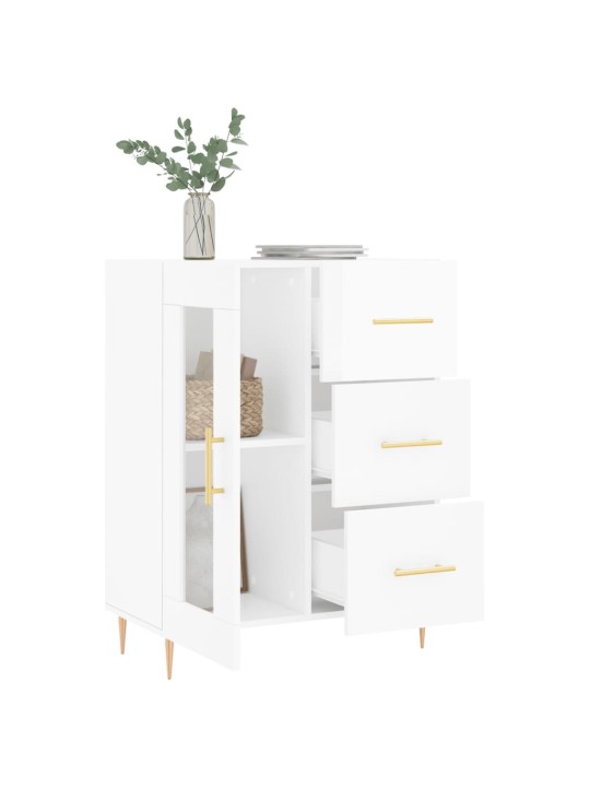 Příborník bílý s vysokým leskem 69,5x34x90 cm kompozitní dřevo