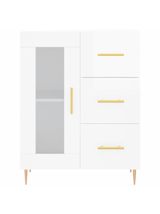 Příborník bílý s vysokým leskem 69,5x34x90 cm kompozitní dřevo