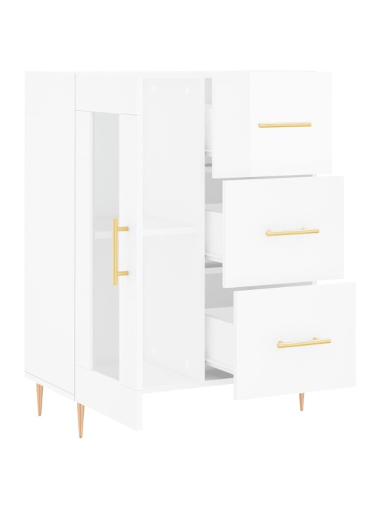 Příborník bílý s vysokým leskem 69,5x34x90 cm kompozitní dřevo