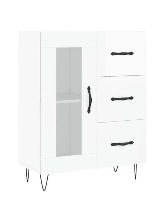 Příborník bílý s vysokým leskem 69,5x34x90 cm kompozitní dřevo