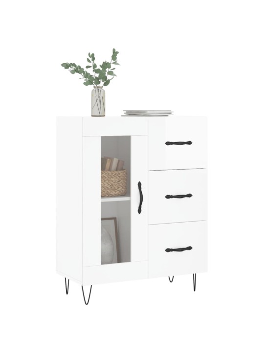 Příborník bílý s vysokým leskem 69,5x34x90 cm kompozitní dřevo