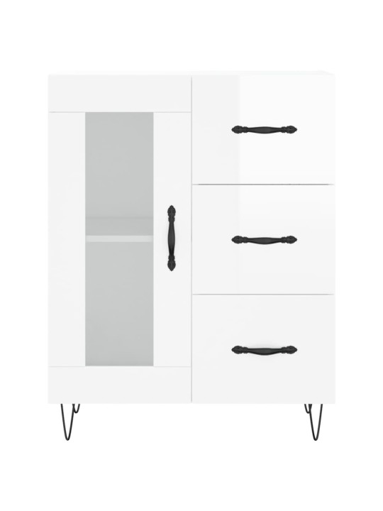 Příborník bílý s vysokým leskem 69,5x34x90 cm kompozitní dřevo