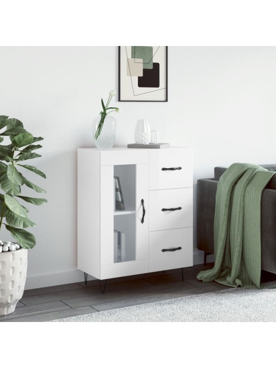 Příborník bílý s vysokým leskem 69,5x34x90 cm kompozitní dřevo