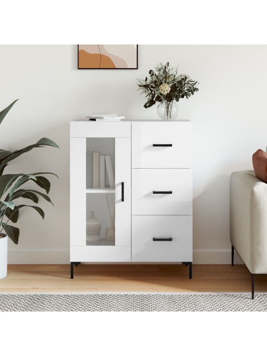 Příborník bílý s vysokým leskem 69,5x34x90 cm kompozitní dřevo