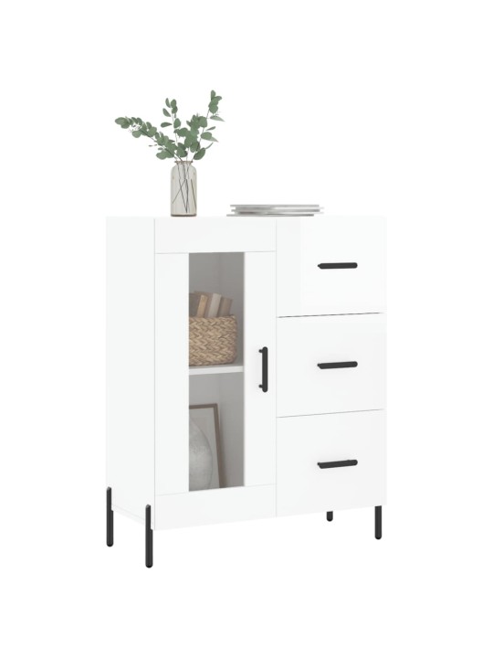 Příborník bílý s vysokým leskem 69,5x34x90 cm kompozitní dřevo