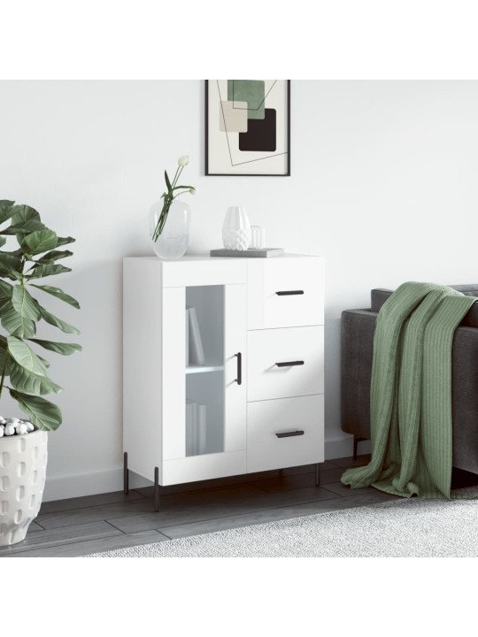 Příborník bílý s vysokým leskem 69,5x34x90 cm kompozitní dřevo