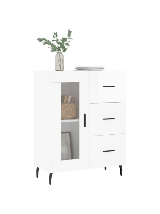 Příborník bílý s vysokým leskem 69,5x34x90 cm kompozitní dřevo