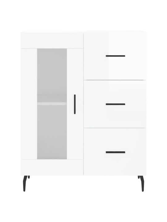 Příborník bílý s vysokým leskem 69,5x34x90 cm kompozitní dřevo