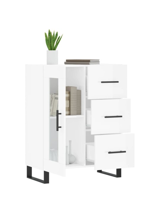 Příborník bílý s vysokým leskem 69,5x34x90 cm kompozitní dřevo