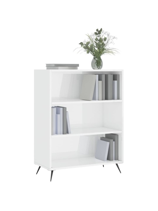 Knihovna bílá s vysokým leskem 69,5x32,5x90 cm kompozitní dřevo