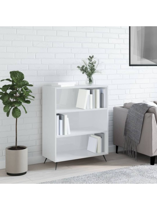 Knihovna bílá s vysokým leskem 69,5x32,5x90 cm kompozitní dřevo