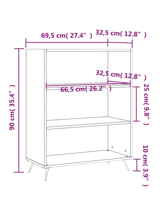 Knihovna betonově šedá 69,5 x 32,5 x 90 cm kompozitní dřevo