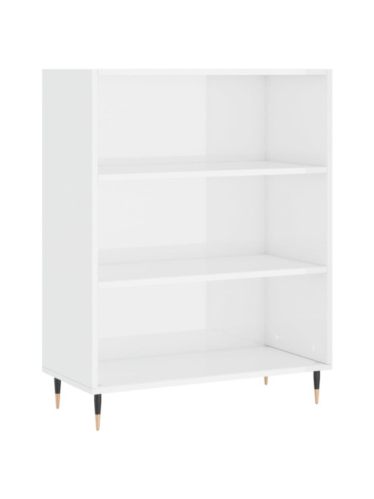 Knihovna bílá s vysokým leskem 69,5x32,5x90 cm kompozitní dřevo