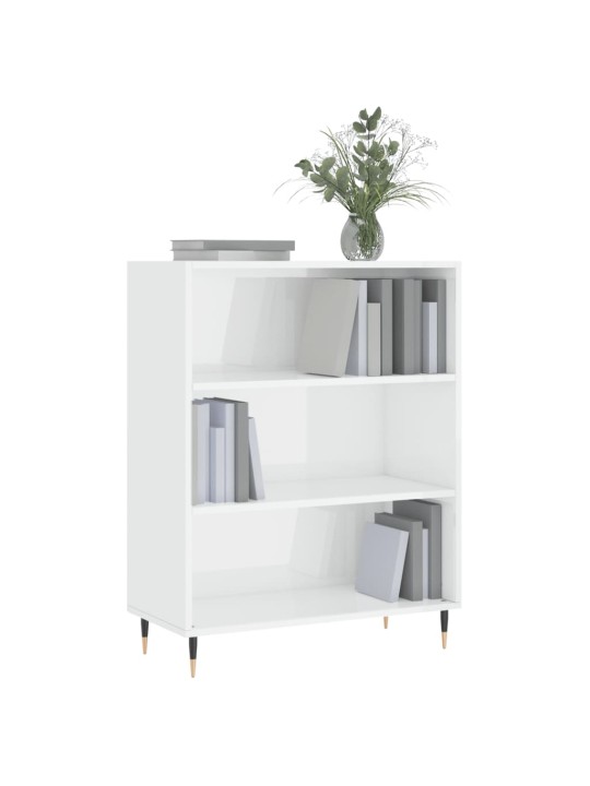 Knihovna bílá s vysokým leskem 69,5x32,5x90 cm kompozitní dřevo