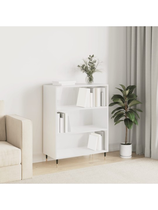 Knihovna bílá s vysokým leskem 69,5x32,5x90 cm kompozitní dřevo