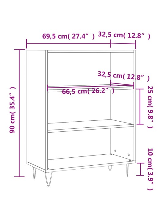 Knihovna betonově šedá 69,5 x 32,5 x 90 cm kompozitní dřevo