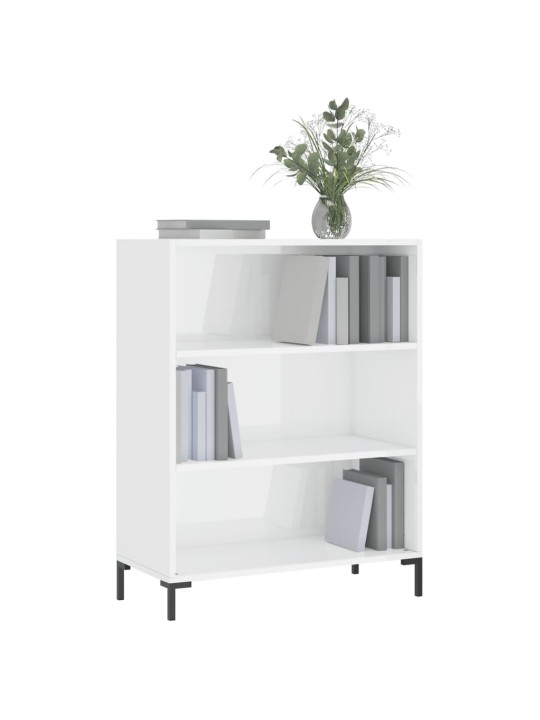 Knihovna bílá s vysokým leskem 69,5x32,5x90 cm kompozitní dřevo