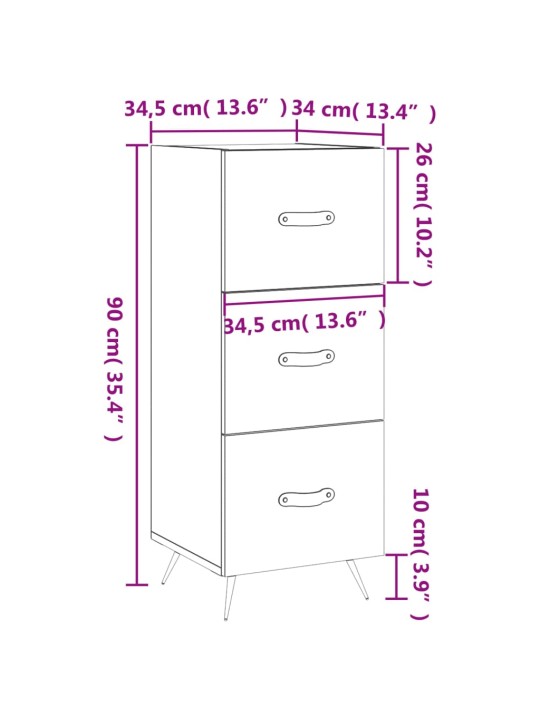 Příborník bílý s vysokým leskem 34,5x34x90 cm kompozitní dřevo