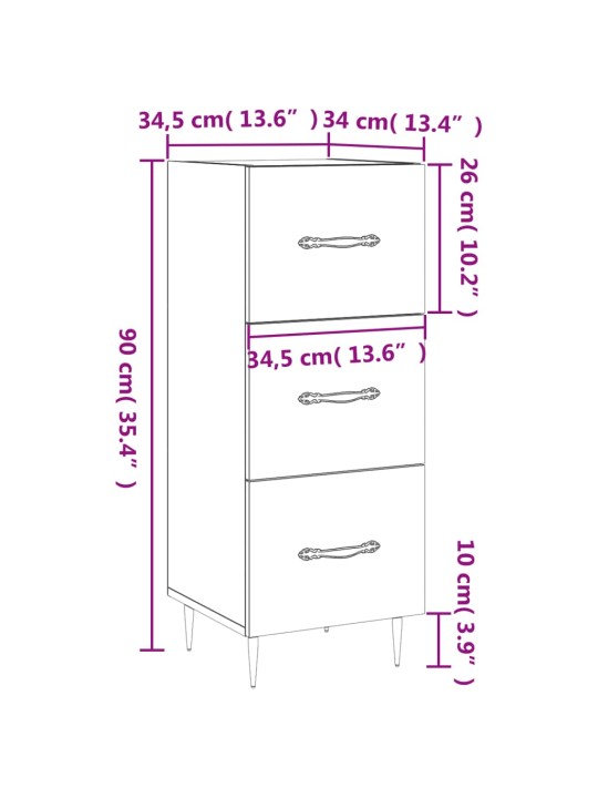 Příborník bílý s vysokým leskem 34,5x34x90 cm kompozitní dřevo