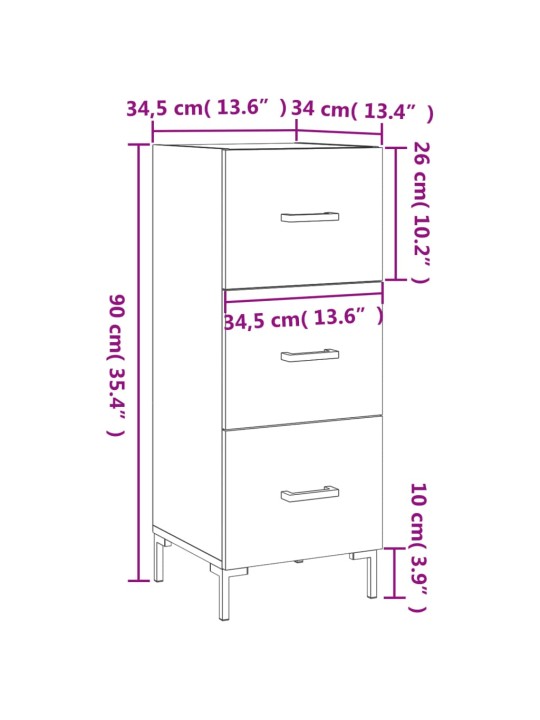 Příborník bílý s vysokým leskem 34,5x34x90 cm kompozitní dřevo