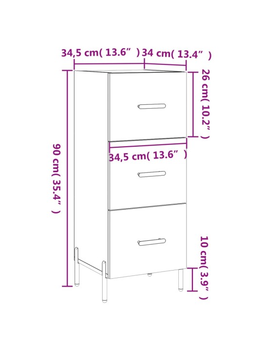 Příborník bílý s vysokým leskem 34,5x34x90 cm kompozitní dřevo