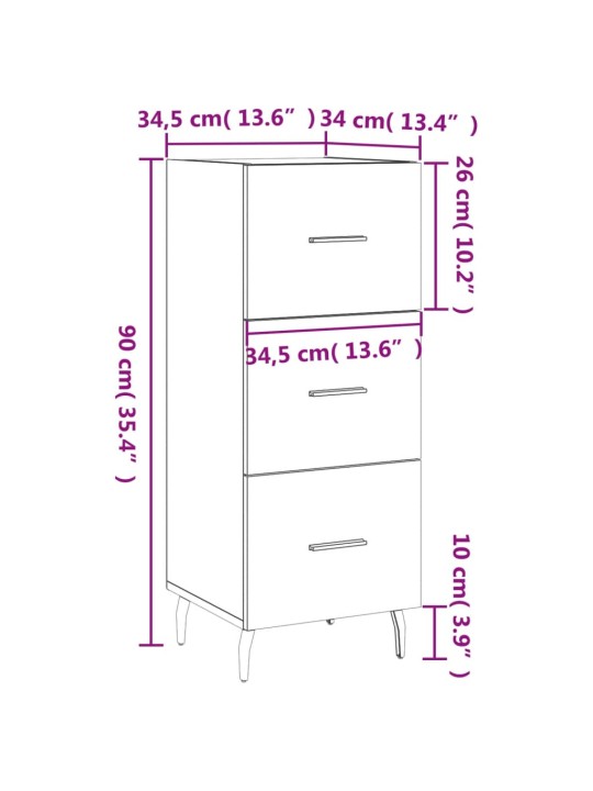 Příborník bílý s vysokým leskem 34,5x34x90 cm kompozitní dřevo