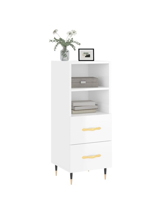 Příborník bílý s vysokým leskem 34,5x34x90 cm kompozitní dřevo
