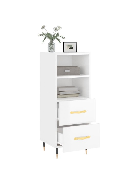 Příborník bílý s vysokým leskem 34,5x34x90 cm kompozitní dřevo
