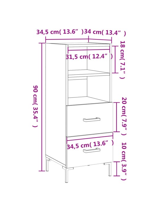Příborník bílý s vysokým leskem 34,5x34x90 cm kompozitní dřevo