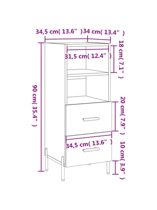 Příborník bílý s vysokým leskem 34,5x34x90 cm kompozitní dřevo