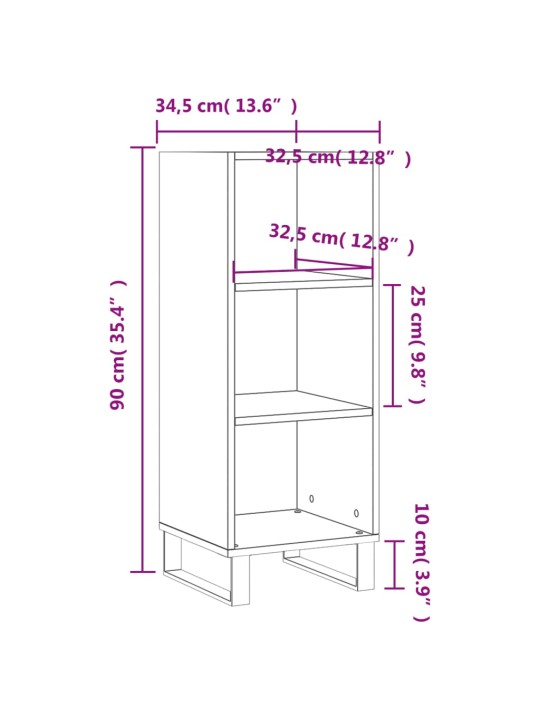 Příborník bílý vysoký lesk 34,5 x 32,5 x 90 cm kompozitní dřevo