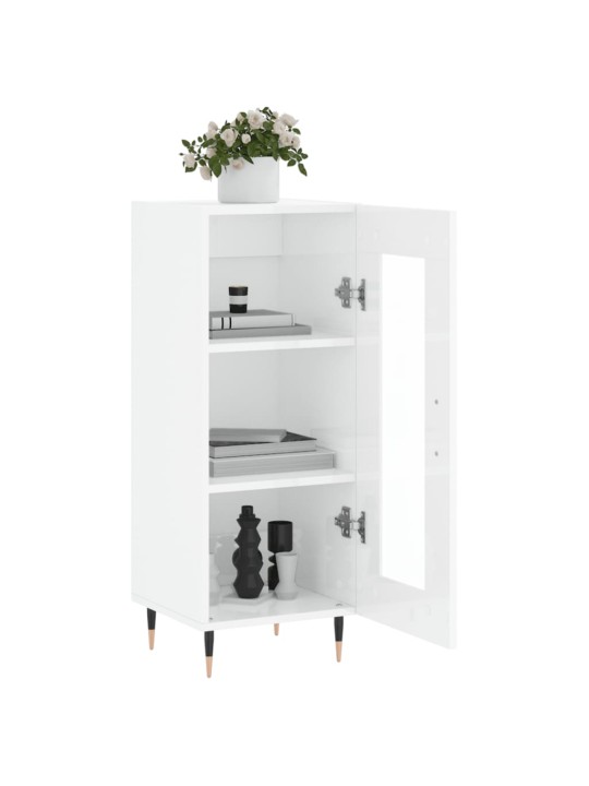 Příborník bílý s vysokým leskem 34,5x34x90 cm kompozitní dřevo