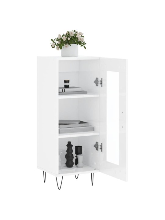 Příborník bílý s vysokým leskem 34,5x34x90 cm kompozitní dřevo
