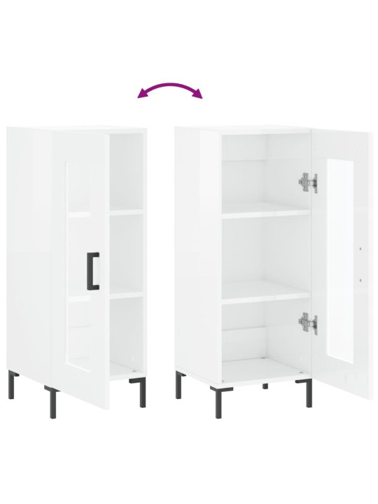 Příborník bílý s vysokým leskem 34,5x34x90 cm kompozitní dřevo