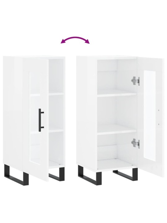 Příborník bílý s vysokým leskem 34,5x34x90 cm kompozitní dřevo