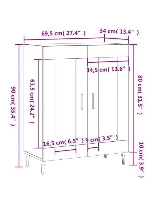 Příborník betonově šedý 69,5 x 34 x 90 cm kompozitní dřevo