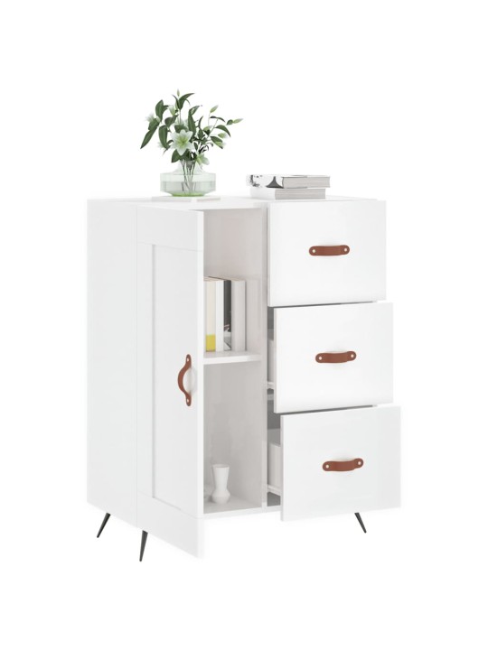 Příborník bílý s vysokým leskem 69,5x34x90 cm kompozitní dřevo