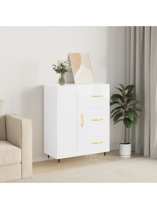 Příborník bílý s vysokým leskem 69,5x34x90 cm kompozitní dřevo
