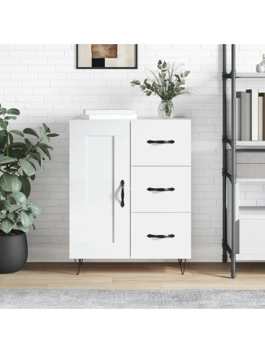 Příborník bílý s vysokým leskem 69,5x34x90 cm kompozitní dřevo
