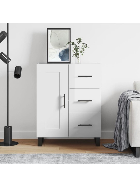 Příborník bílý s vysokým leskem 69,5x34x90 cm kompozitní dřevo