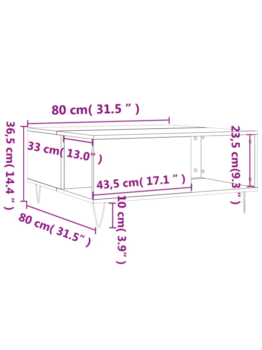 Konferenční stolek kouřový dub 80x80x36,5 cm kompozitní dřevo