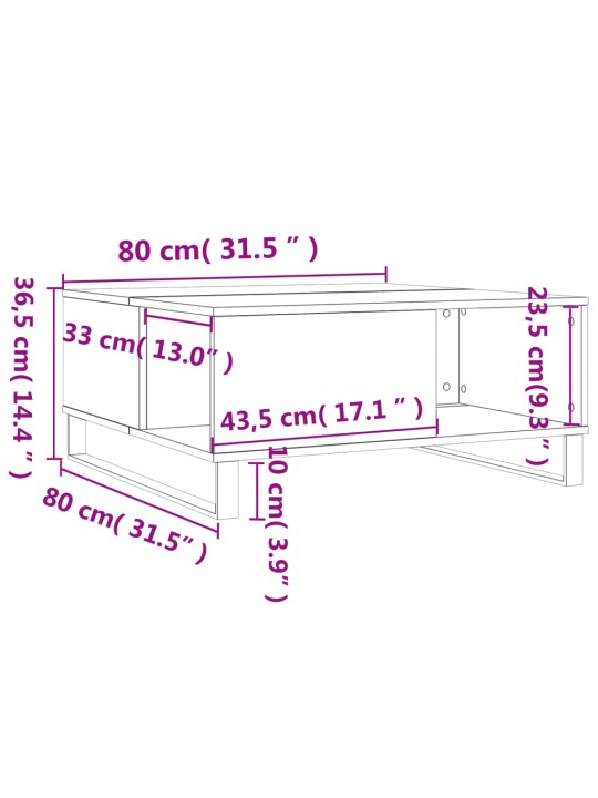Konferenční stolek kouřový dub 80x80x36,5 cm kompozitní dřevo