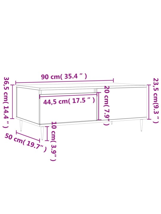 Konferenční stolek betonově šedý 90x50x36,5 cm kompozitní dřevo