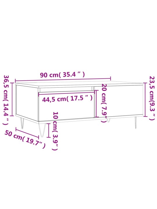 Konferenční stolek dub sonoma 90x50x36,5 cm kompozitní dřevo