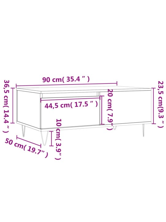 Konferenční stolek betonově šedý 90x50x36,5 cm kompozitní dřevo